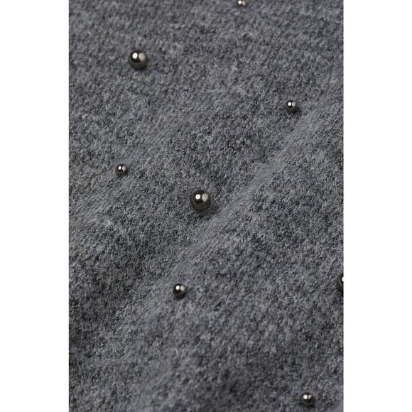H&M Ladies Charcoal Beaded Soft Polyester Knit Sweater Size Large NEW - Picture 5 of 5